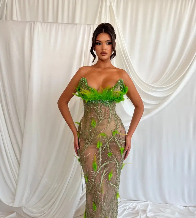 green sheer dresses Green Botanical Sheer Overlay Maxi Dress