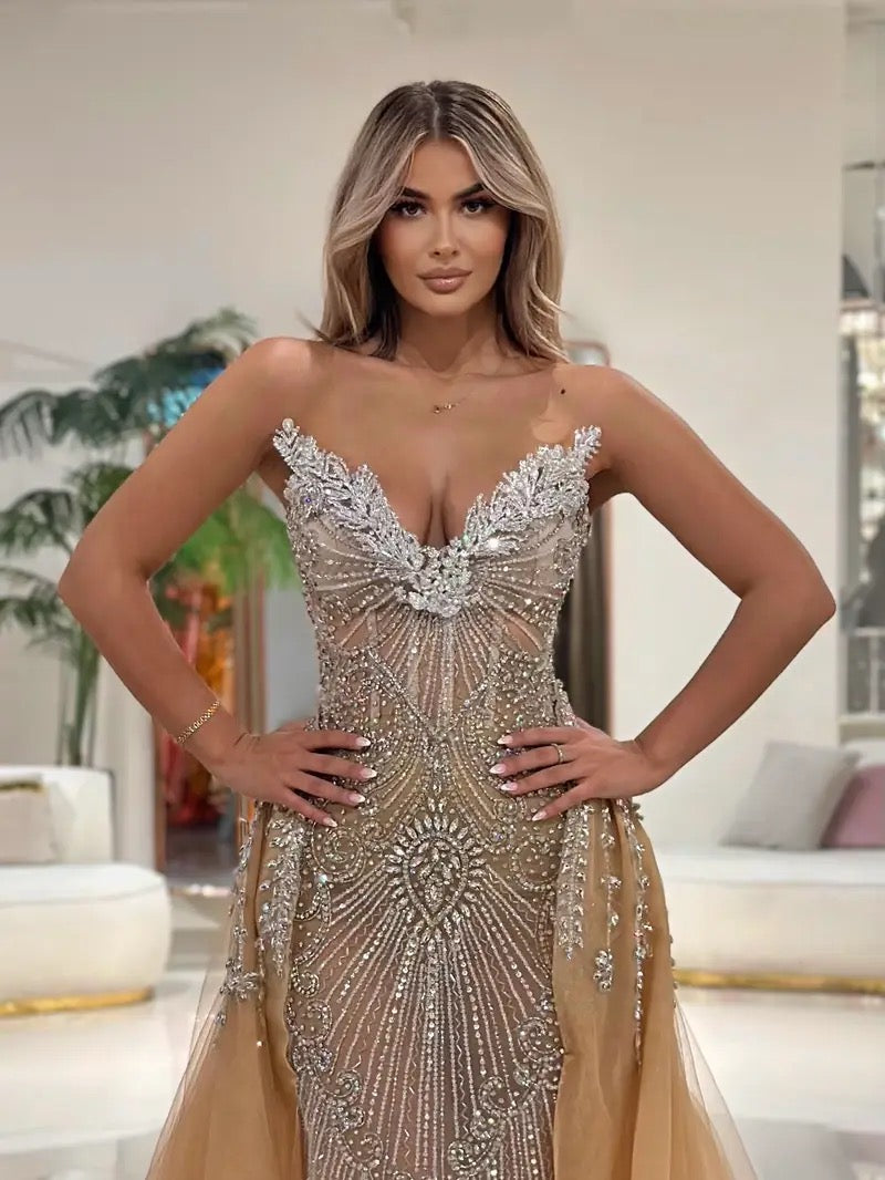 Heidi Nude Long Elegant Dress Fiona Hollywood designers Heidi Nude Long Elegant Dress Fiona Hollywood designers