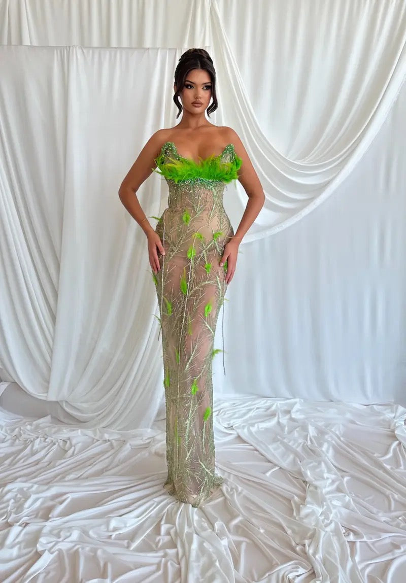 Polina See through green dress Polina See through green dress